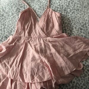 Pink Layered Spaghetti Strap Romper